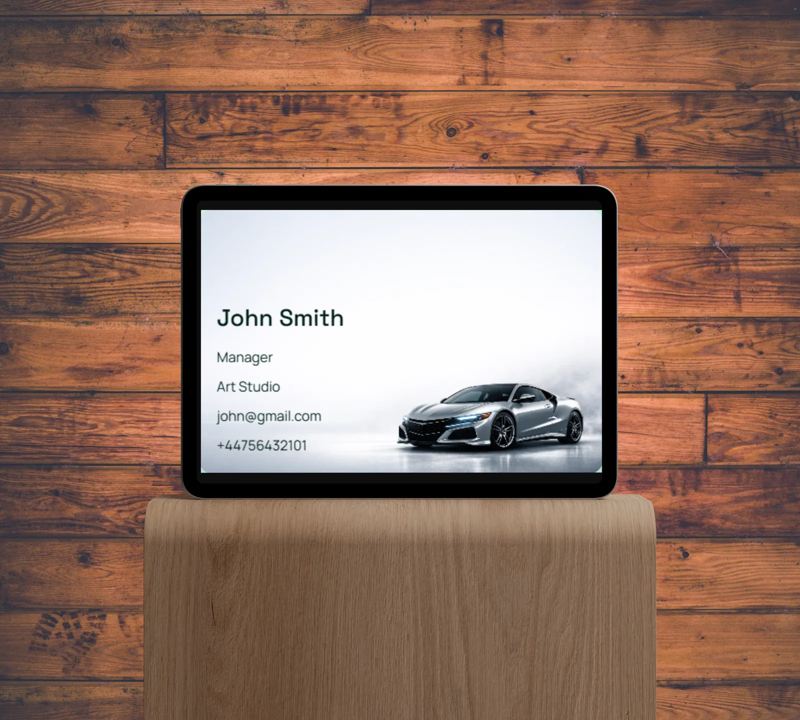 Business card example with logo and contact information